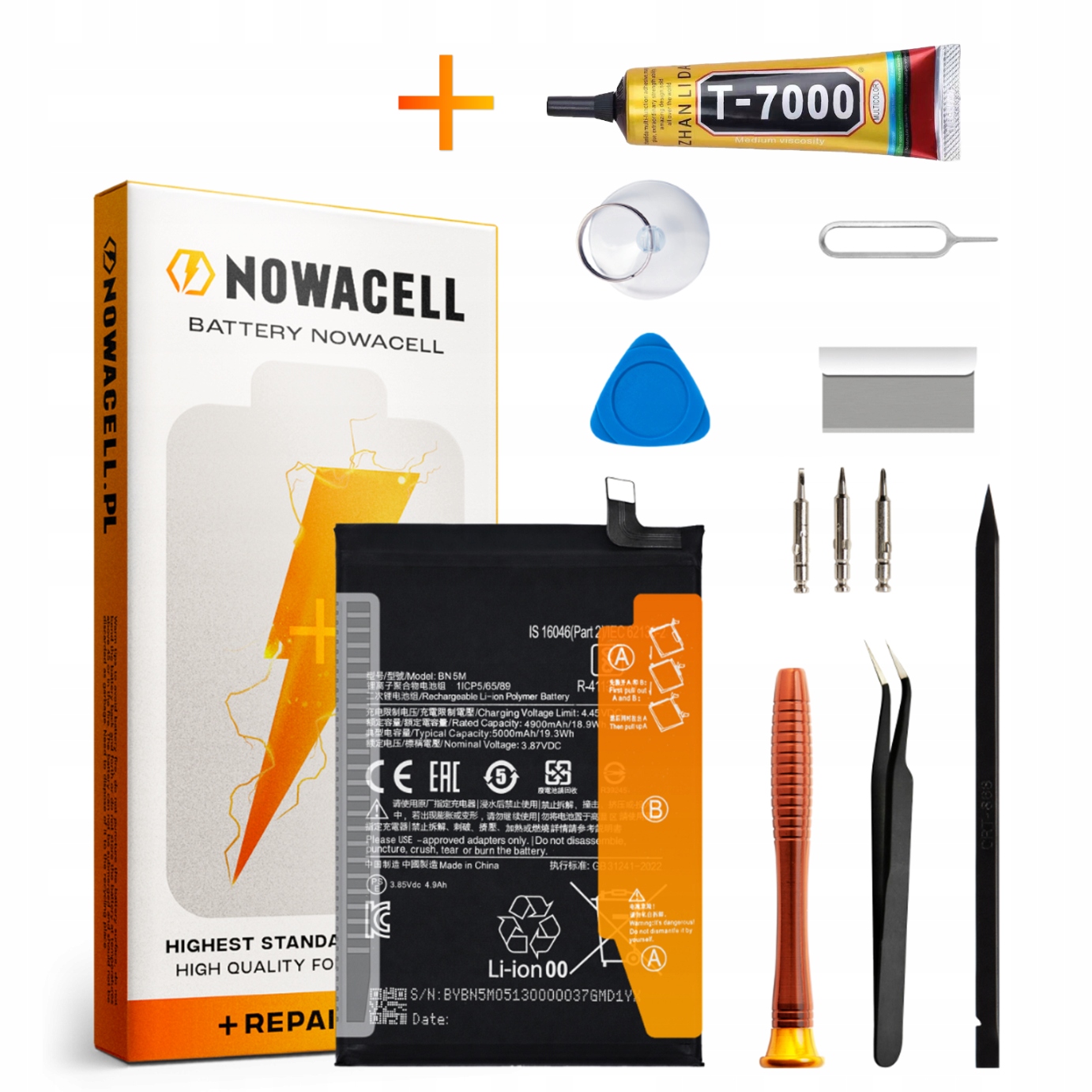 Zestaw Bateria BN5M Klej T7000 do Xiaomi Redmi Note 12 4G 5000 mAh Nowa