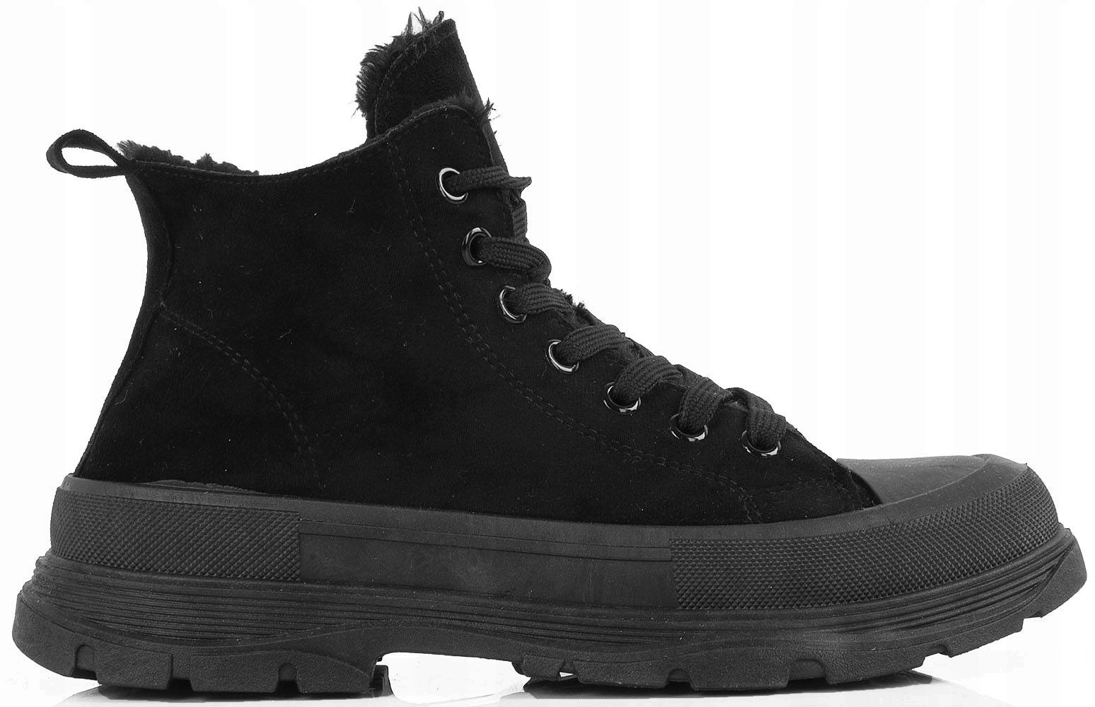 

6855 Czarne Trampki Ocieplane Wysokie Platforma 40