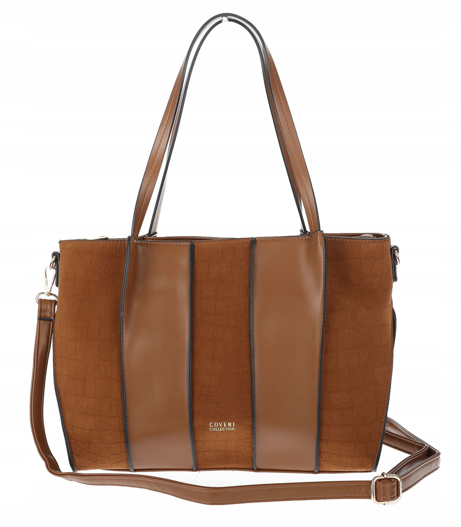 Dámská shopper kabelka semišová prostorná A4 taška přes rameno CC891 Hnědá