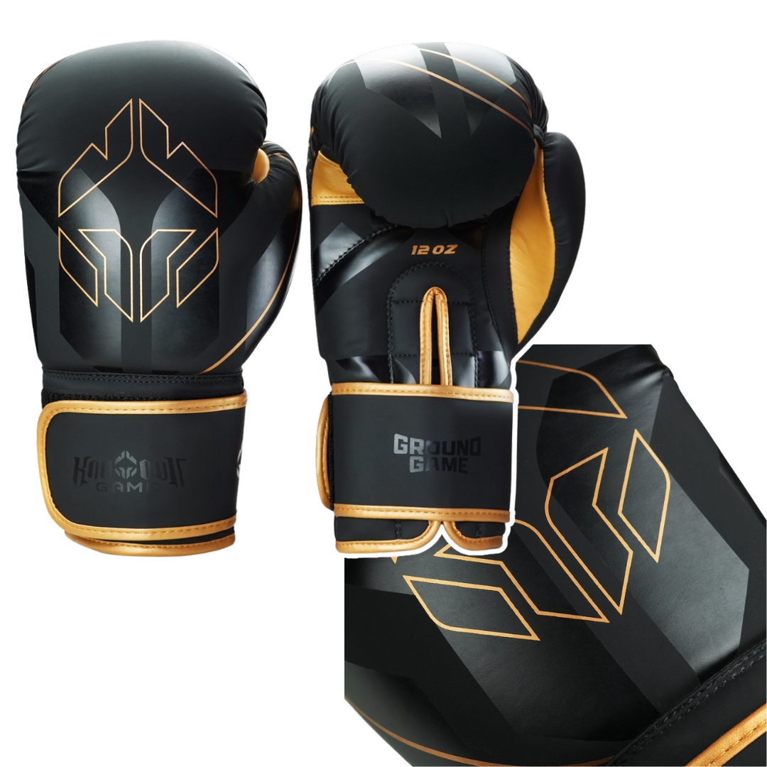 Rękawice bokserskie treningowe Ground Game Logo 3.0 Gold r. 14oz