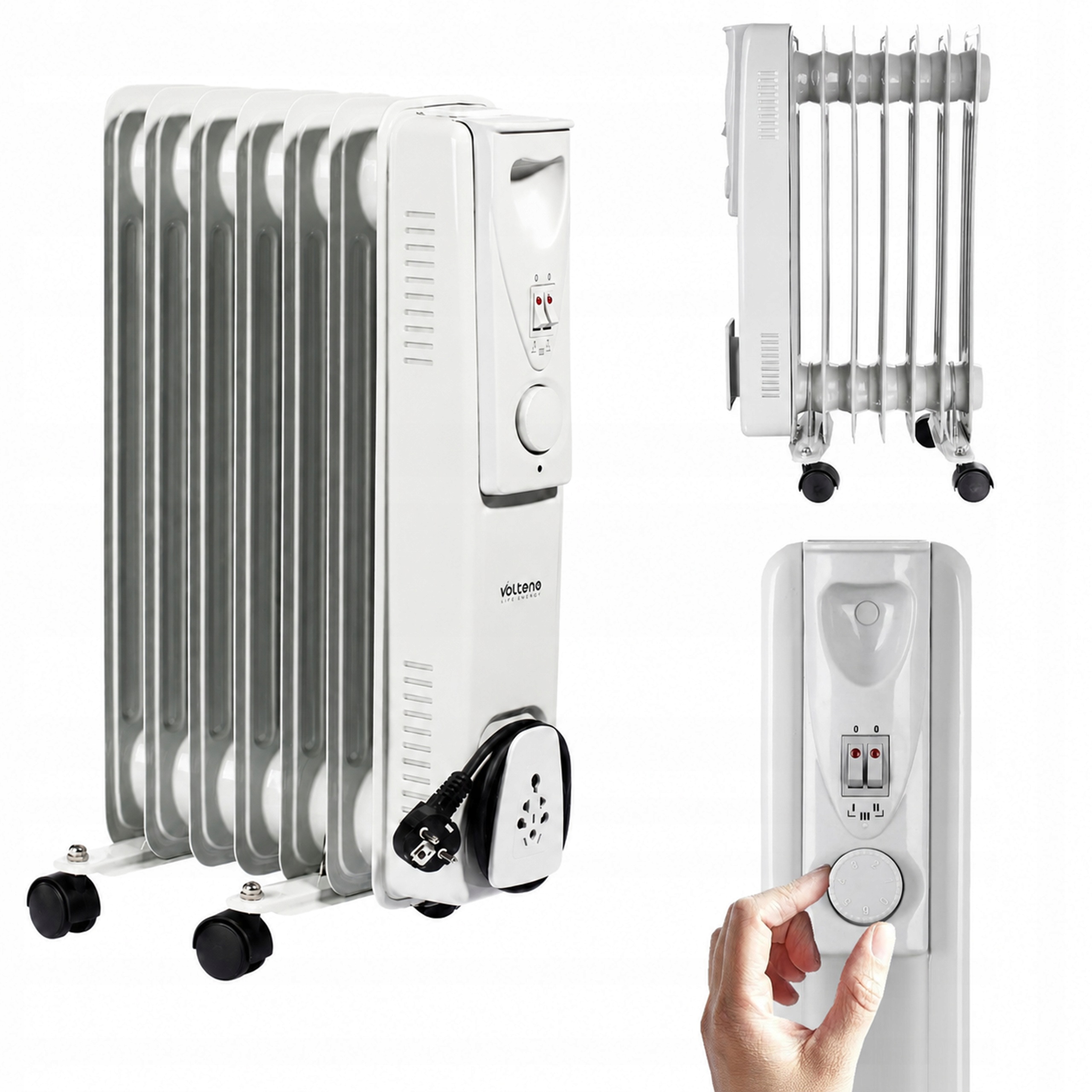 Elektrický Ohřívač 1500 Watt Olejový 7 Žeber Termostat Žebrový Oleják