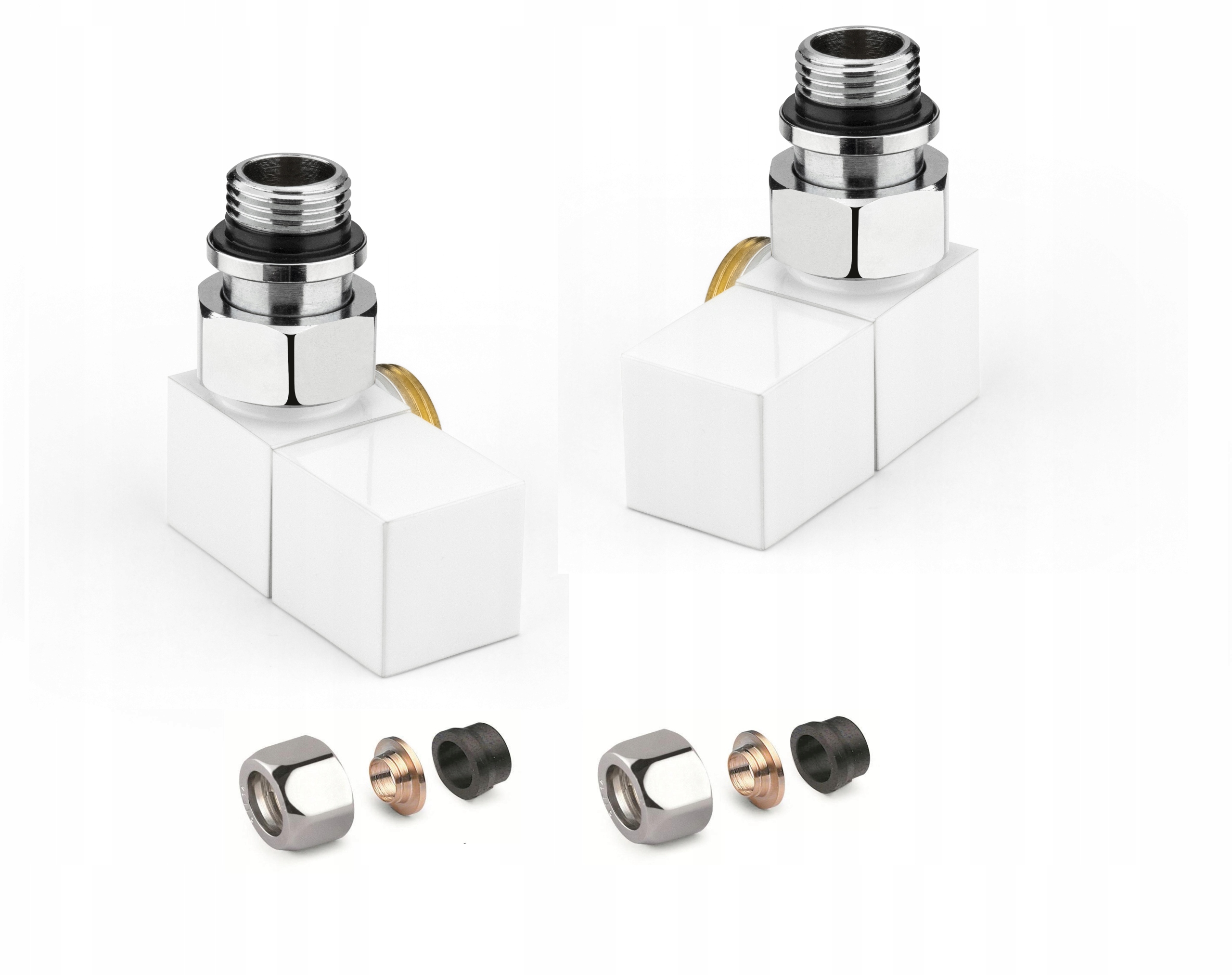 Radiátorové ventily Apm Square, axiálne, chróm/biely Cu