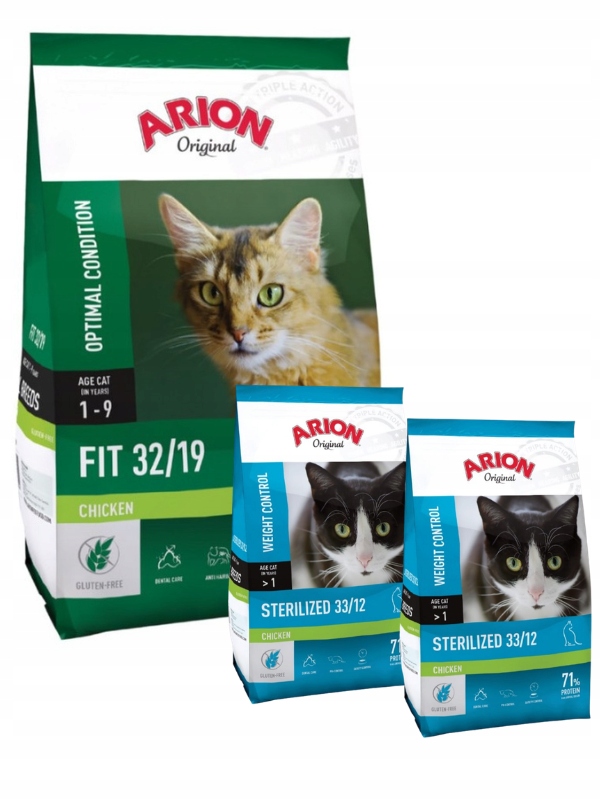 Arion Cat Fit 7,5kg Odkłaczająca 2x Arion Cat Sterilized 300g