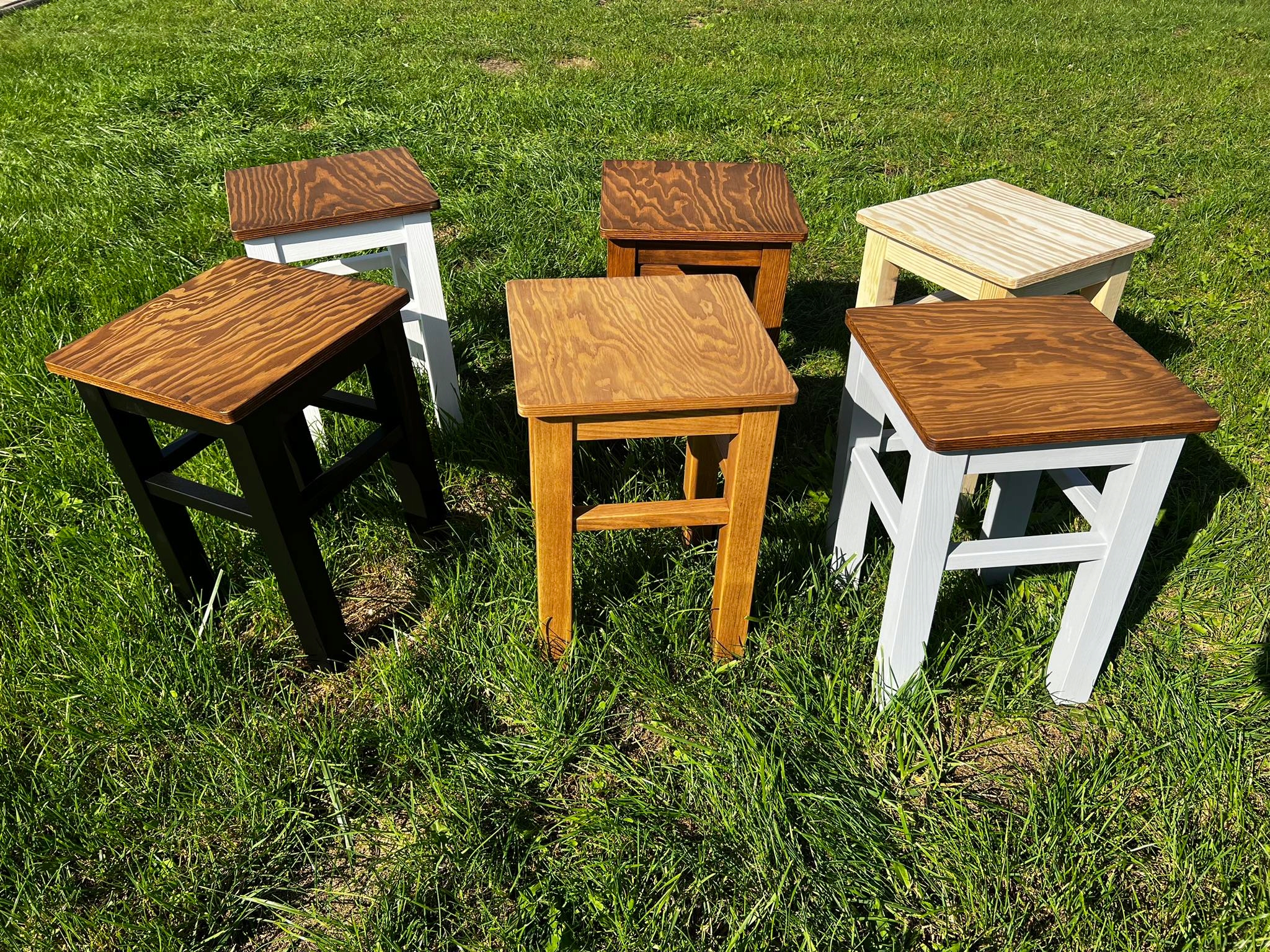 Biały Rustykalny Taboret z Drewna Litego INNE KOLORY Loft Marka inna