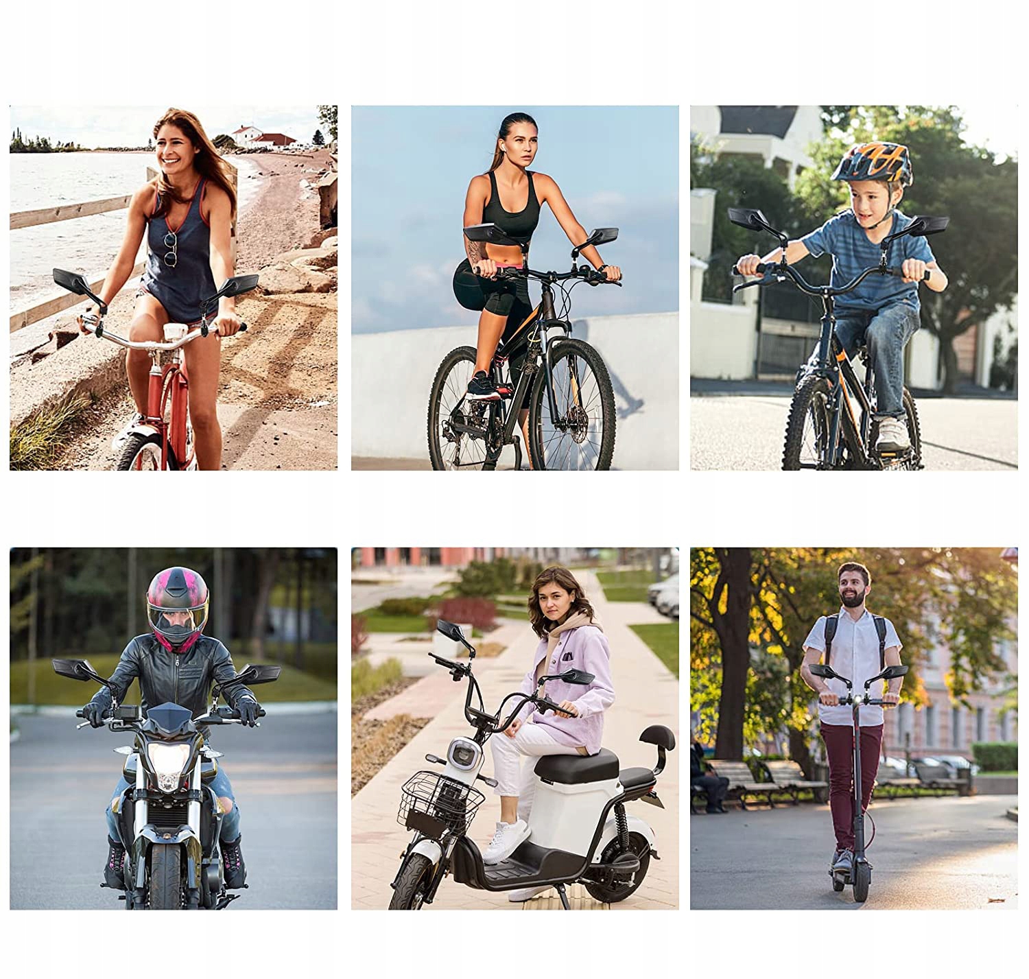 2-CZĘŚCIOWE WYSOKIEJ JAKOŚCI LUSTERKO ROWEROWE, 2 SZTUKI, OBRACANE O 360° Model lusterko wsteczne do roweru