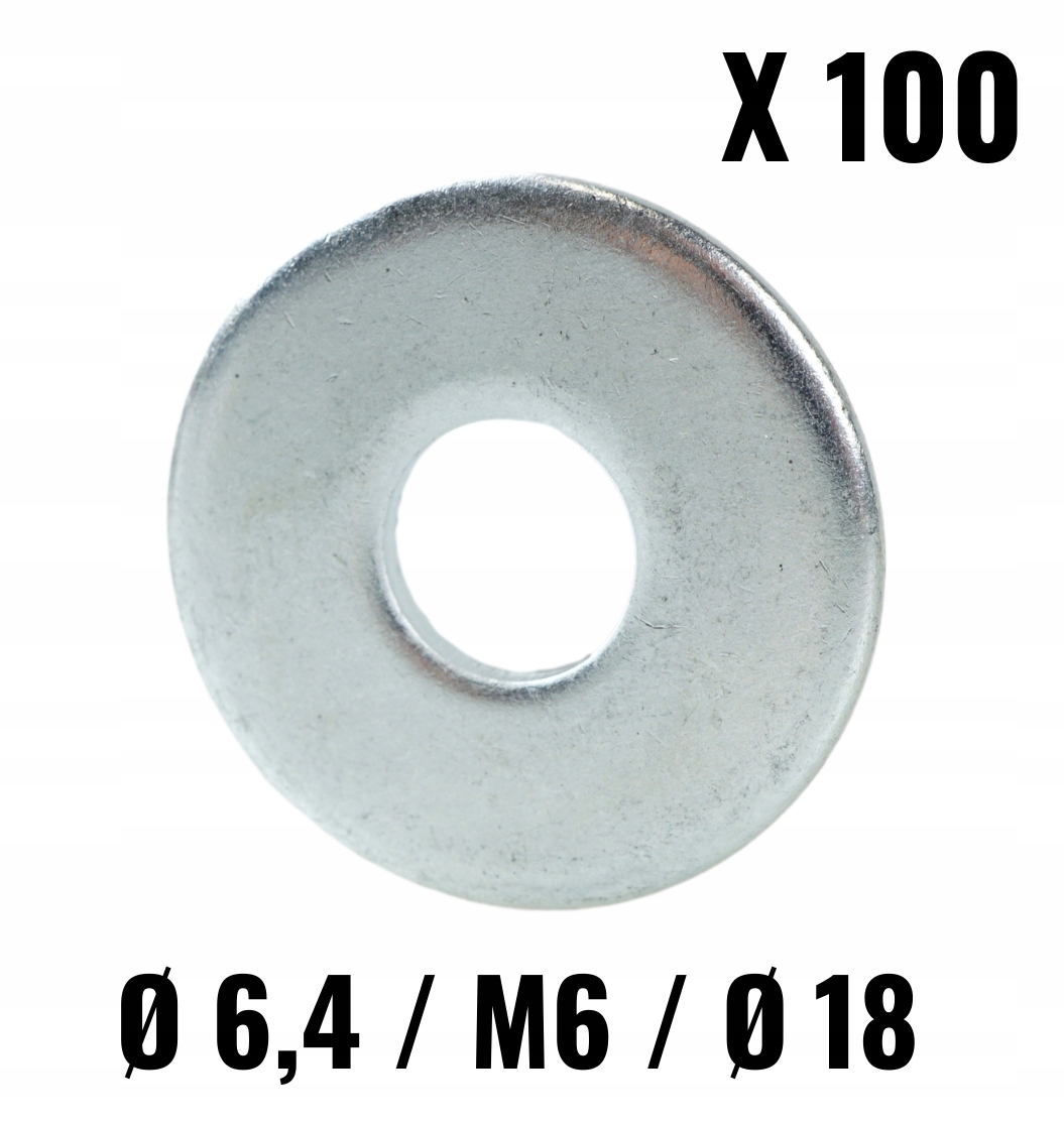 

100 x Podkładka Din 9021 płaska stalowa M6 meblowa