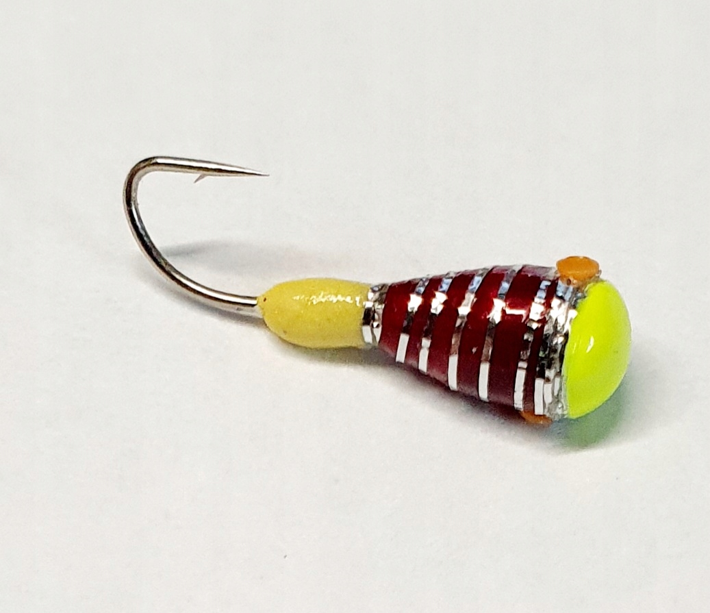 Mormyszka Wolframowa wiśnia/sr. paski 4,5mm 0,8g