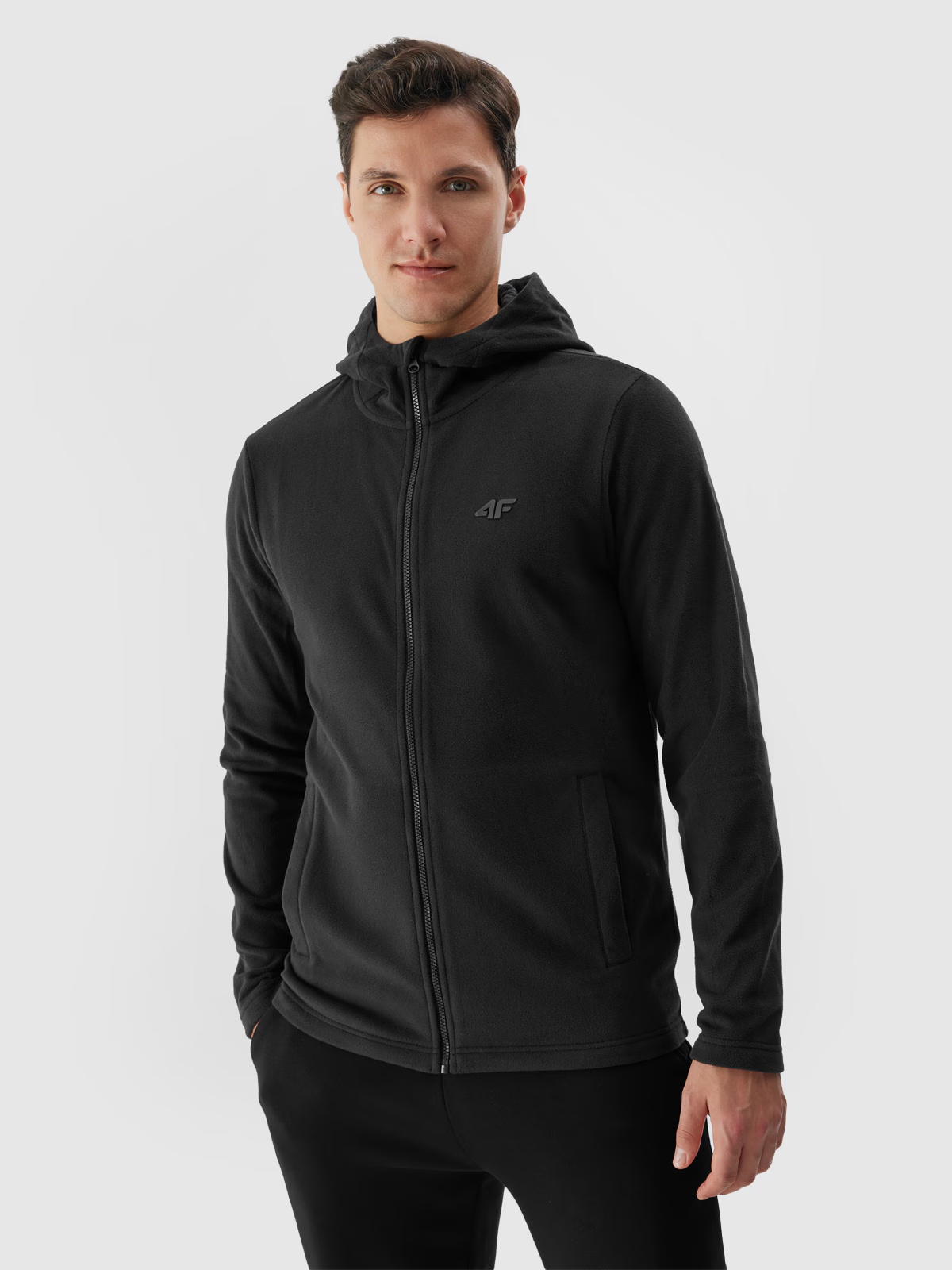 4F Bluza Męska Polarowa Z Kapturem Męska Czarna 4FWSS24TFLEM176 R. L