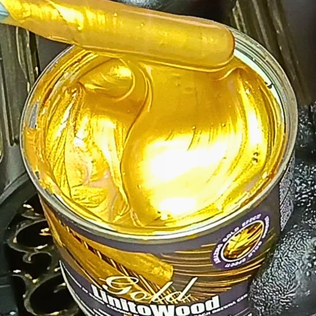 Barva na dřevo z kovu Zlatá Metalická Lesklá 0,8L