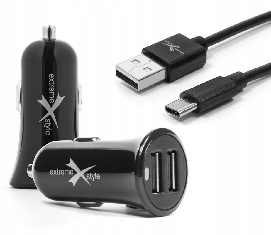 ŁADOWARKA DO ŁADOWANIA TELEFONU SAMOCHODOWA Z USB PODWÓJNYM I KABLEM USB-C Prąd wyjściowy 3100 mA