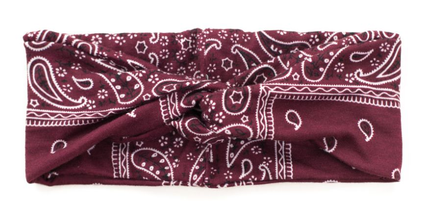 

Opaska Damska Bandana Bandamka Bordowa na Głowę