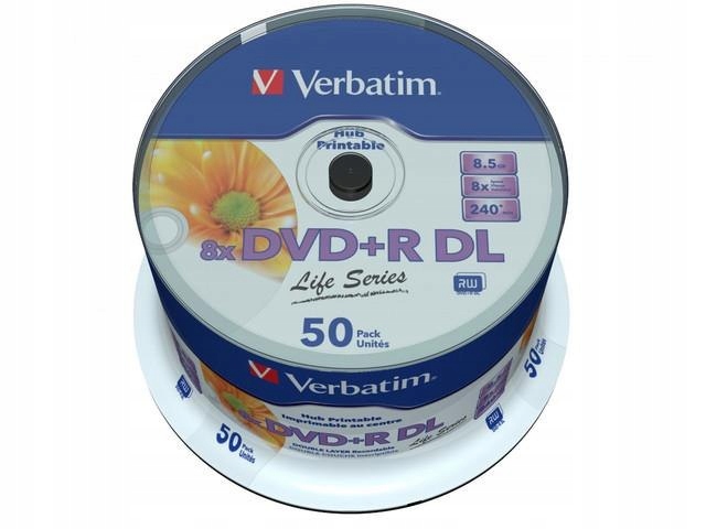 Płyty Dvd+r Verbatim 8.5GB X8 Double Layer Print (50 Spindle)