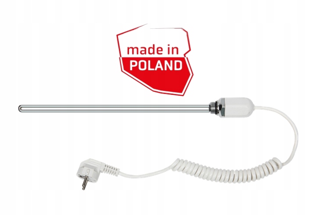 Polská ohřívačka pro koupelnové radiátory Pevná teplota 55* 1/2" 900 W Bílá