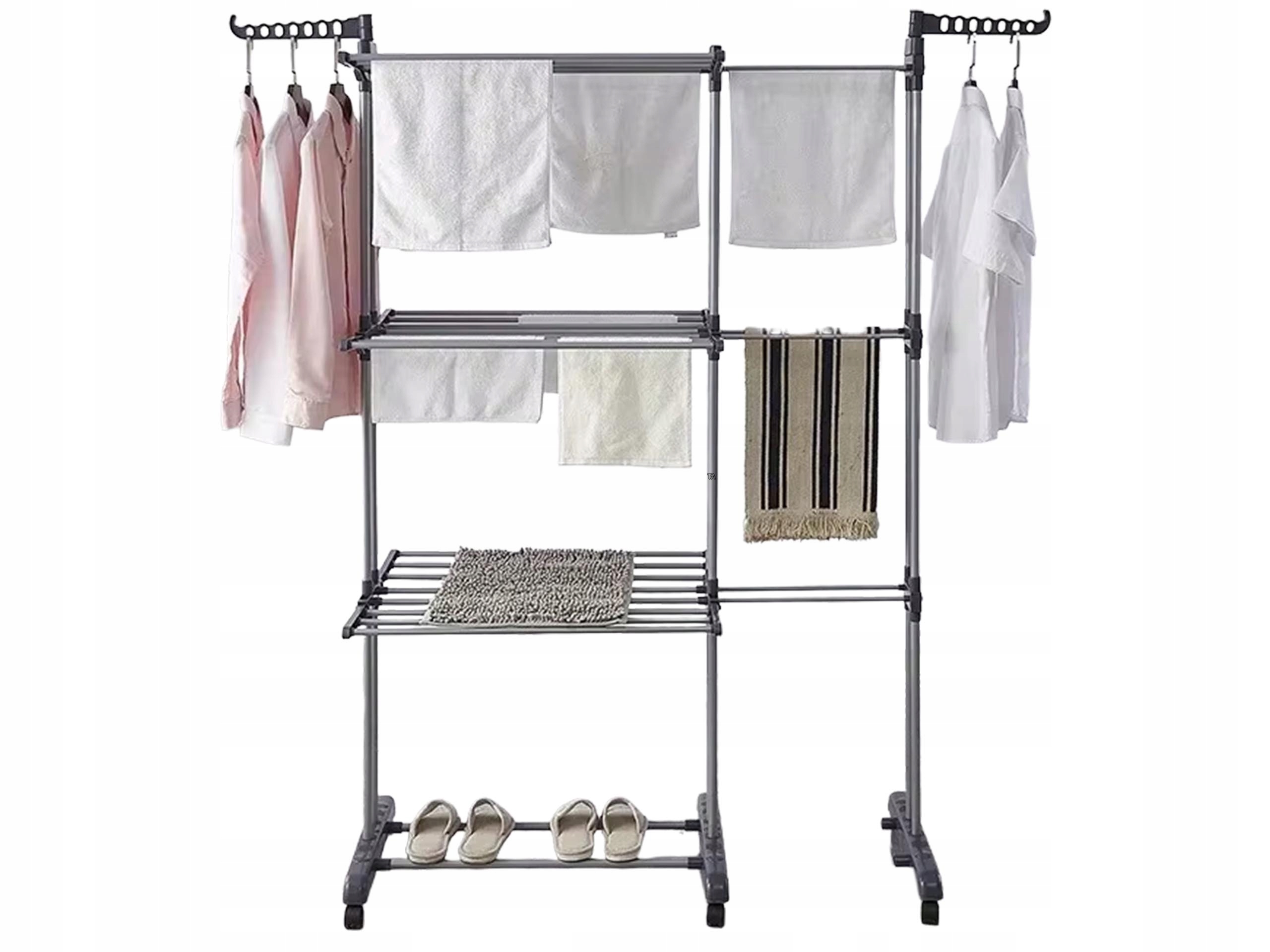 Levně Sušák Kovová Černá Vertikální Roztahovací 3-úrovňová XXL