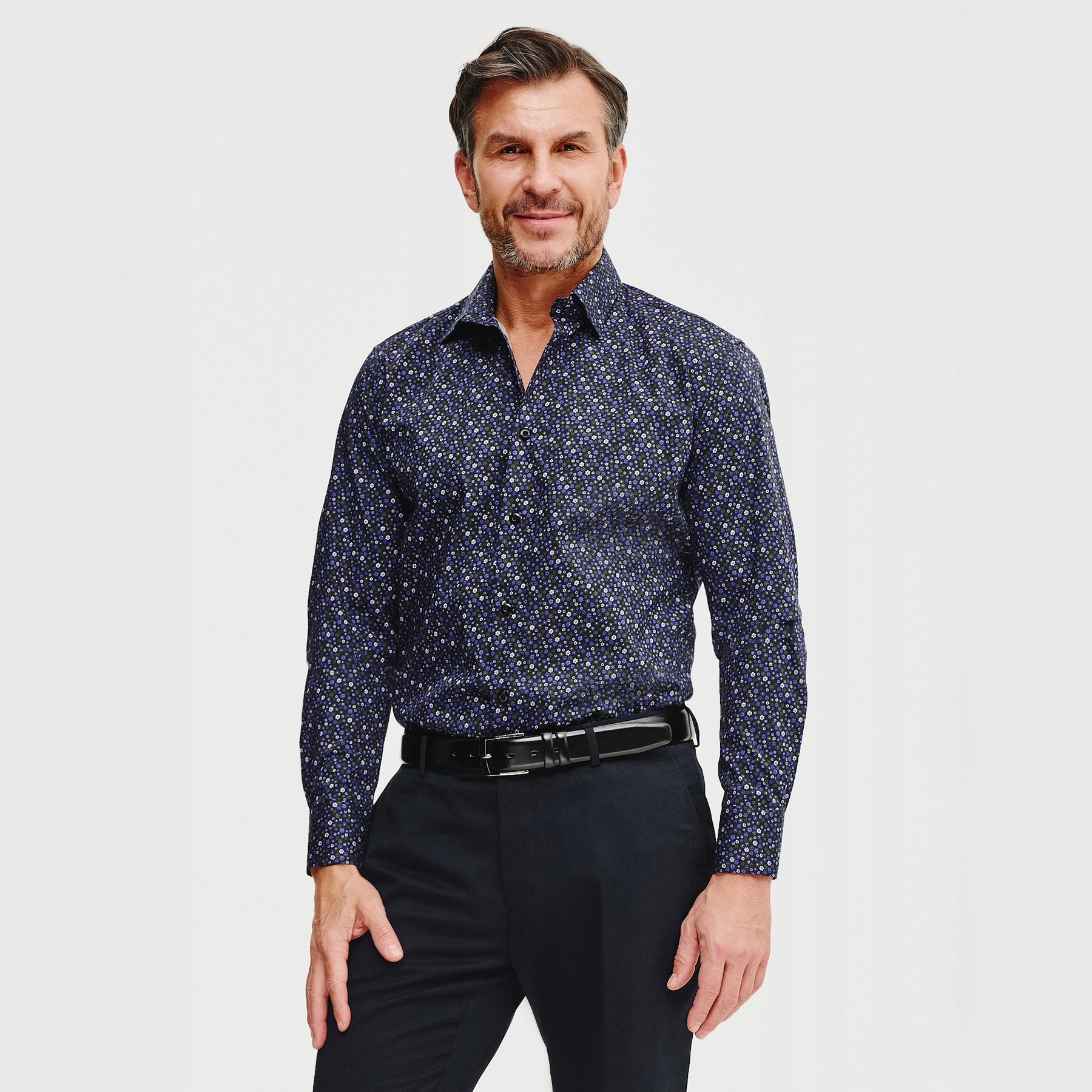 Černá pánská košile s květinovým vzorem Pako Lorente vel 3XL