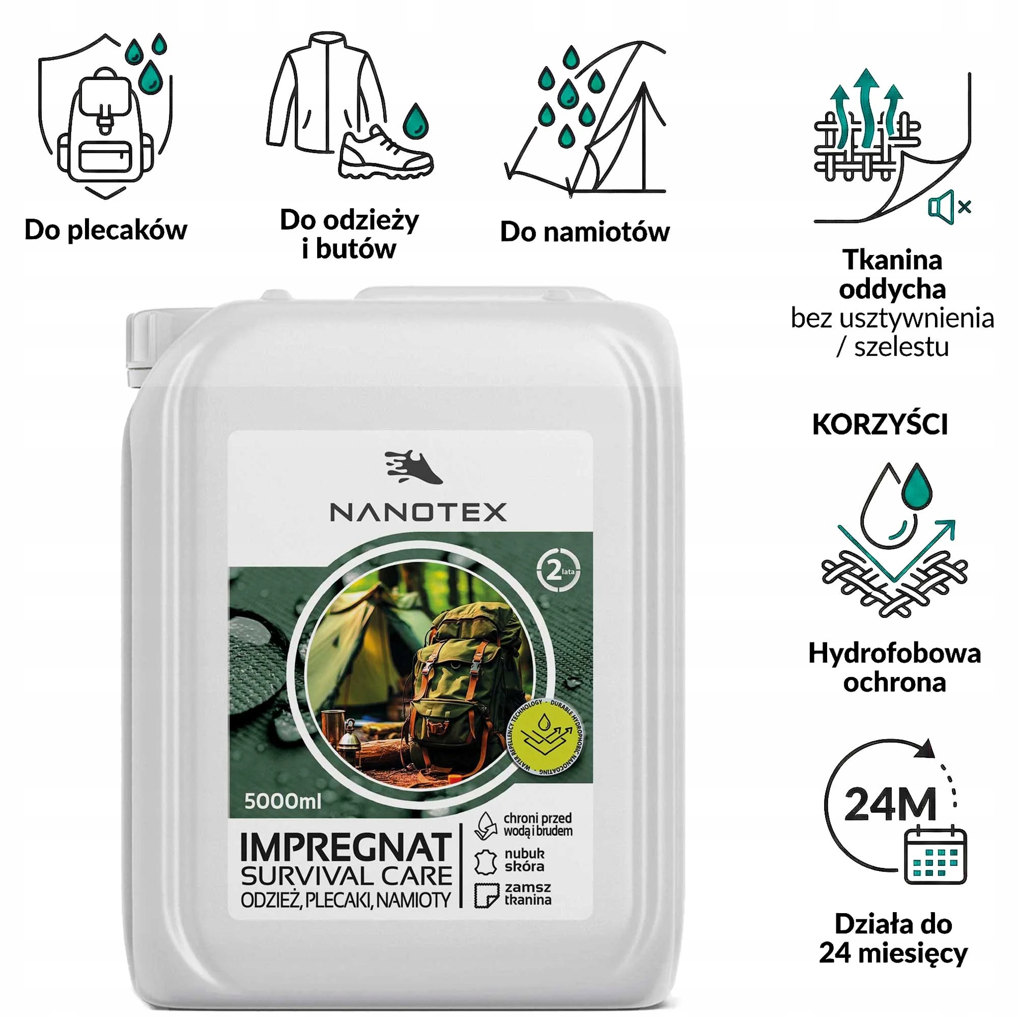 Nanotex Survival Care Spolehlivá ochrana pro vaše tkaniny a stany 5L