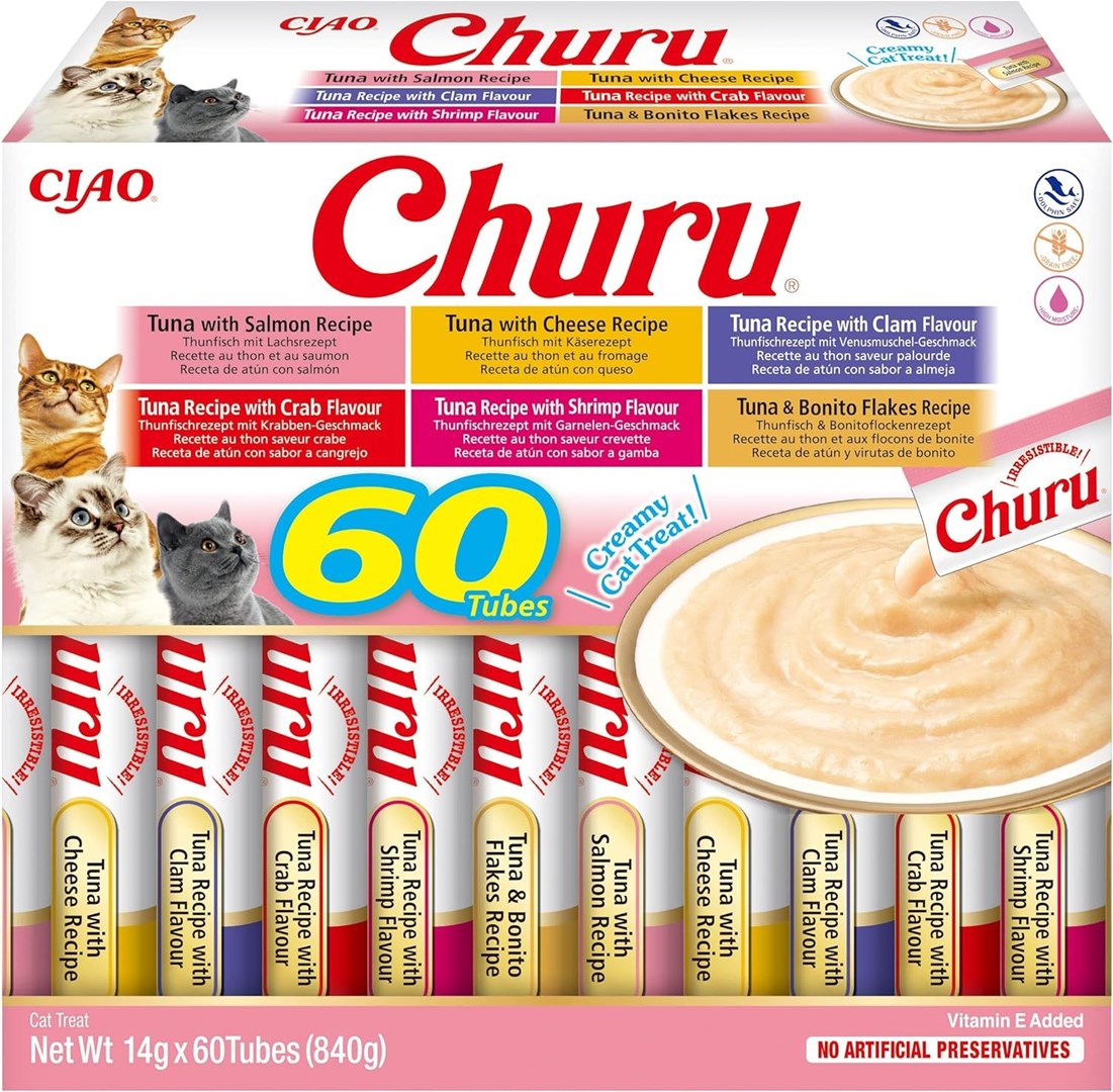 Levně Inaba Cat Churu Varieties tuňák – pamlsek pro kočky 60 x 14 g