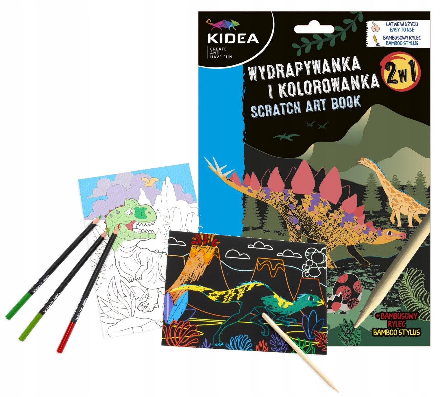 

Kidea Kolorowanka i wydrapywanka 2w1 Dinozaury