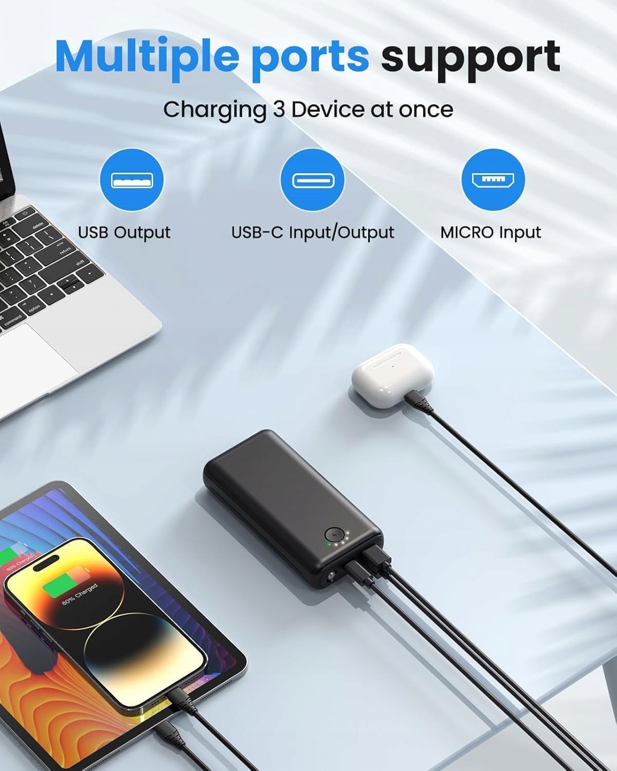 JIGA Power Bank 27000mAh 22W USB C Zewnętrzna Bateria z Latarką — miniatura 5