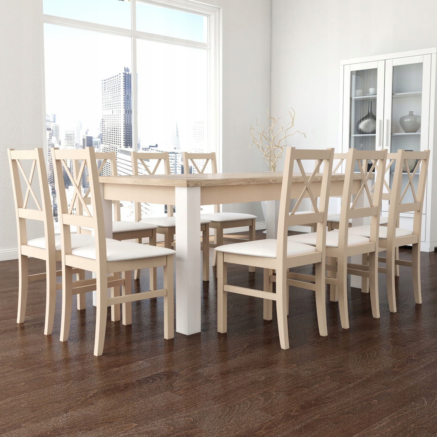 Solidny stół i 10 drewnianych krzeseł Kod producenta S22NILO10