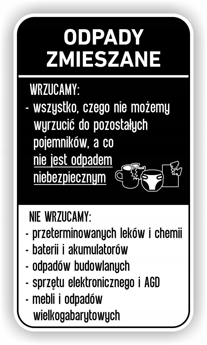 

Naklejka Na Kosz duża Zmieszane segregacja 30cm