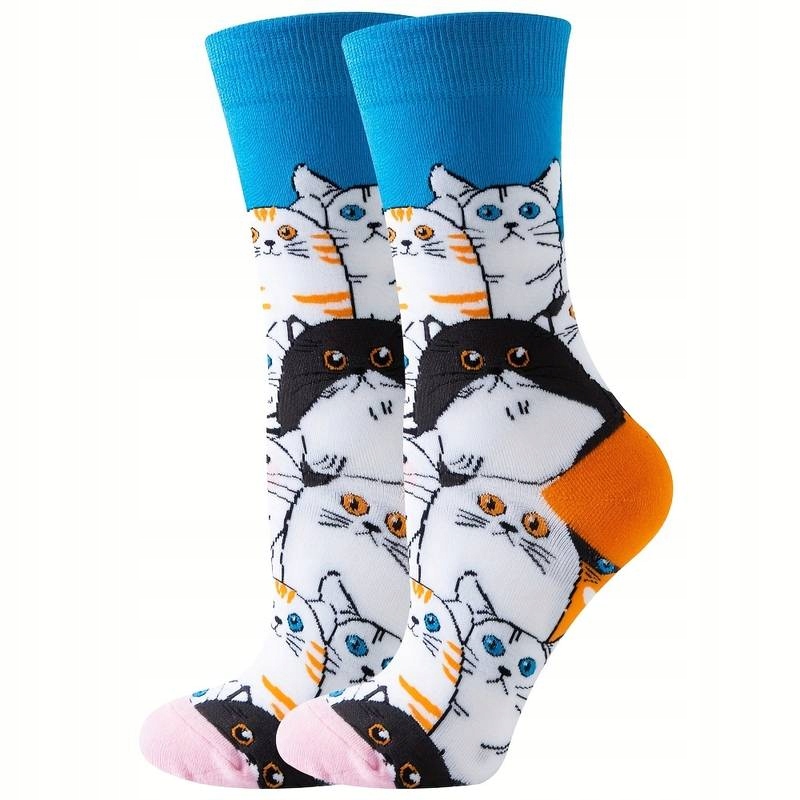 Ponožky s potlačou kreslenej mačky