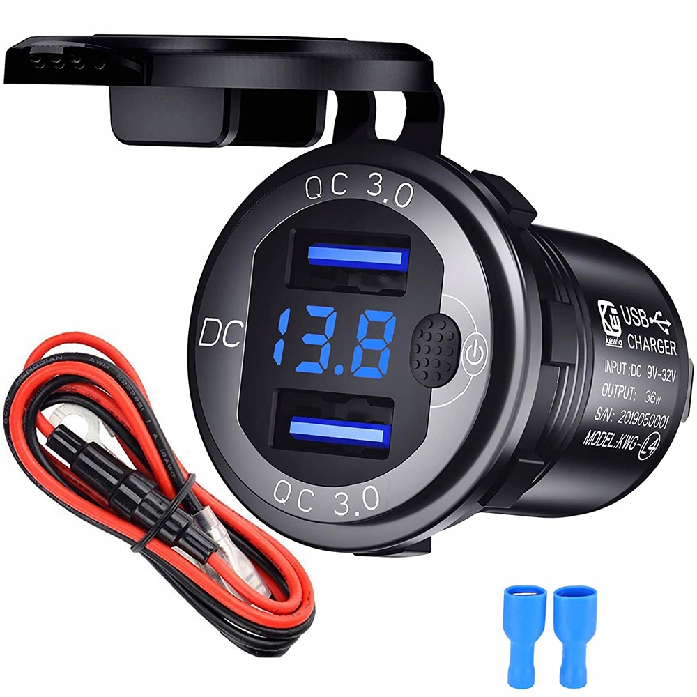 

Ładowarka Samochód Gniazdo 2xUSB QC3.0 DC 12V-24V