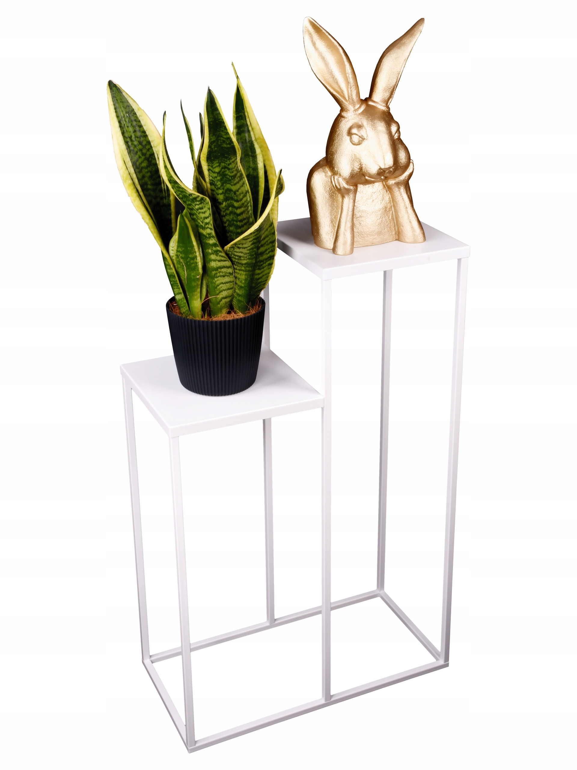 Držák Na Květináč Stojící Kovový Stojan Regál Na Květiny Rostliny Loft 100 CM Bílý