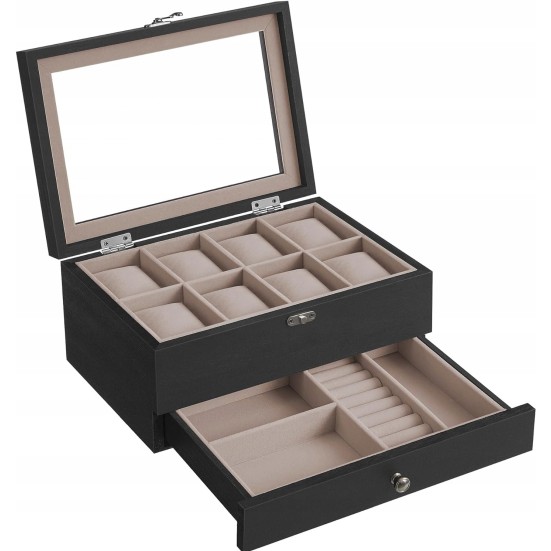 R6953 Songmics Krabička na hodinky s 10 přihrádkami
