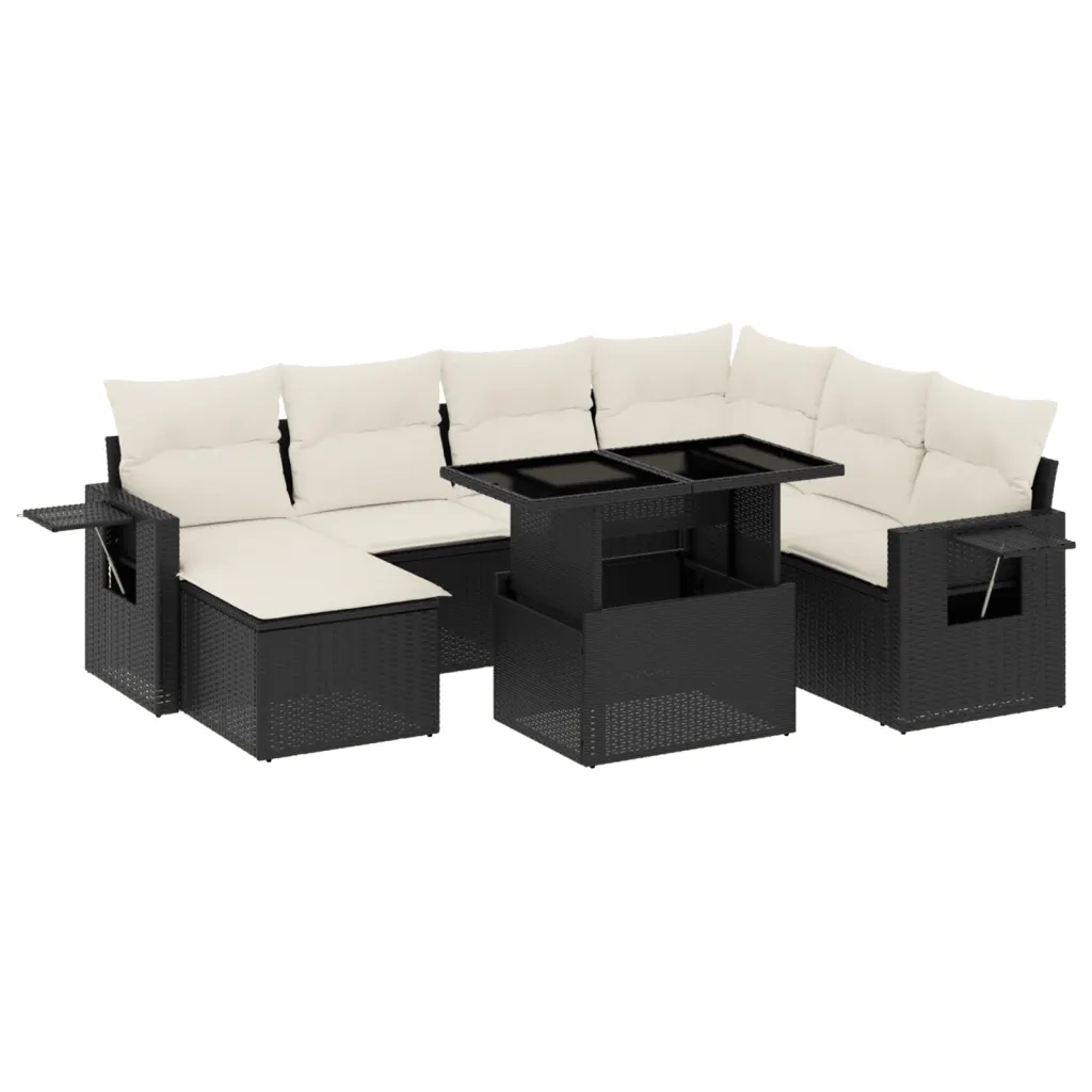 Set zahradního nábytku technorattan vidaXL černý 9 el.