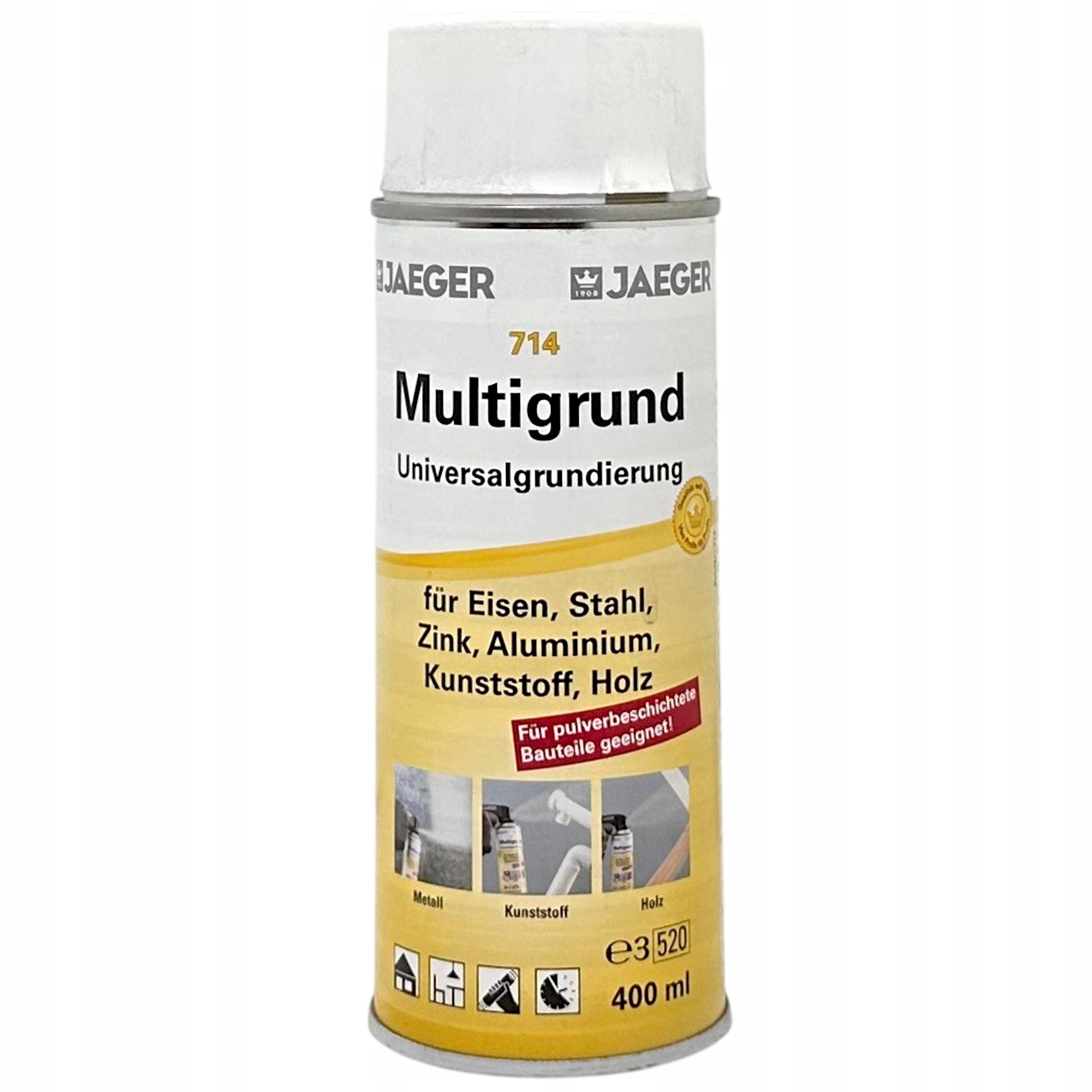 Jaeger Biały Podkład Uniwersalny Plastik Aluminium Cynk Lakier Spray 400ML