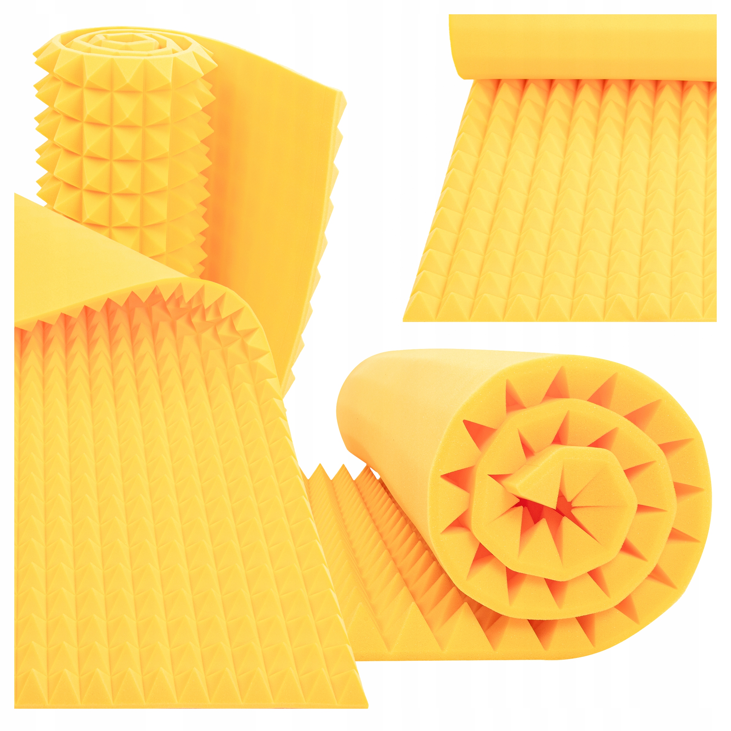 Akustická pěna 200 x 100 cm, žlutá pyramida bez dekorativního lepidla s atestem