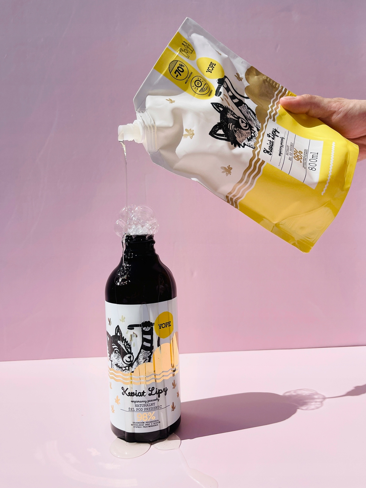 Refill naturalnego żelu pod prysznic Kwiat Lipy 800ml Marka YOPE