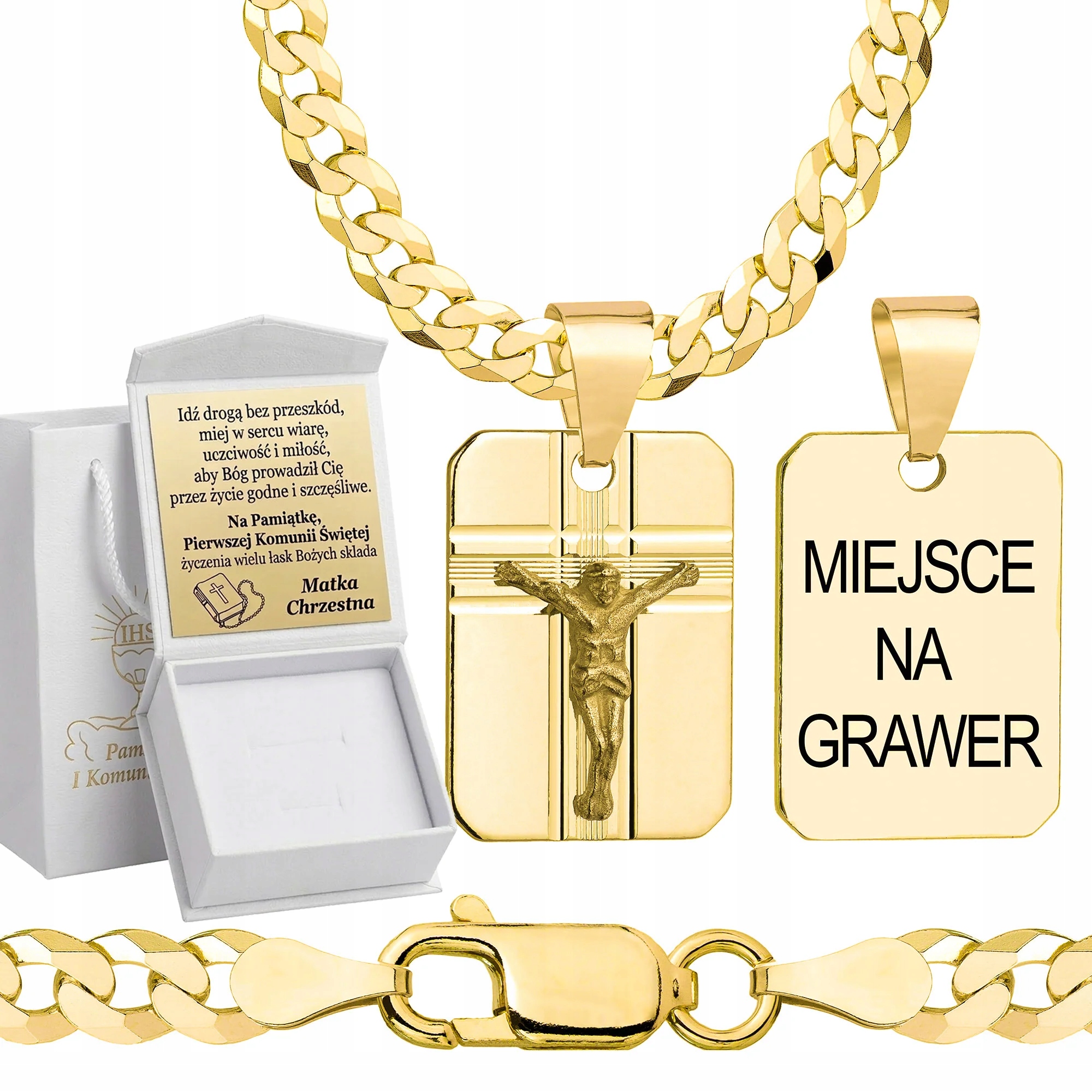 Zlatý Řetízek Na Přijímání S Medailonem Pr 925/ 585 Pozlacený Gravírování 55 cm