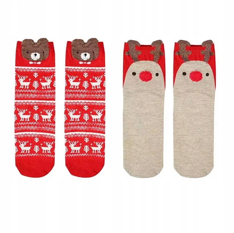 

Skarpetki świąteczne misiu renifer zestaw 2 pary