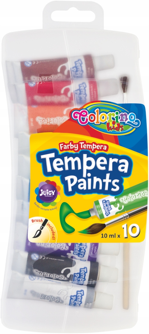 

Colorino Farby Tempera 10 Kol w tubkach pędzelek