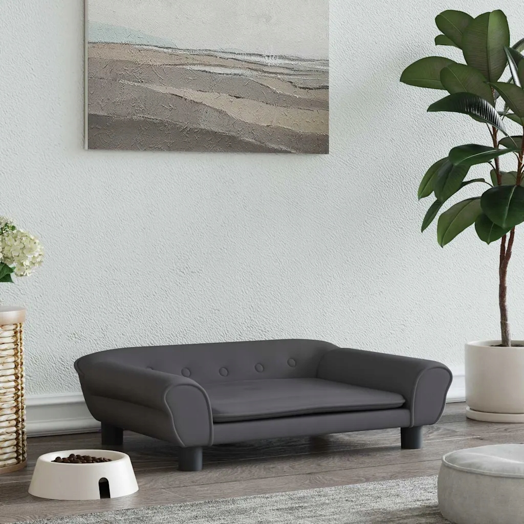 Levně Pelíšek pro psy tmavě šedý 70 x 48 x 22 cm samet Šedá 172014