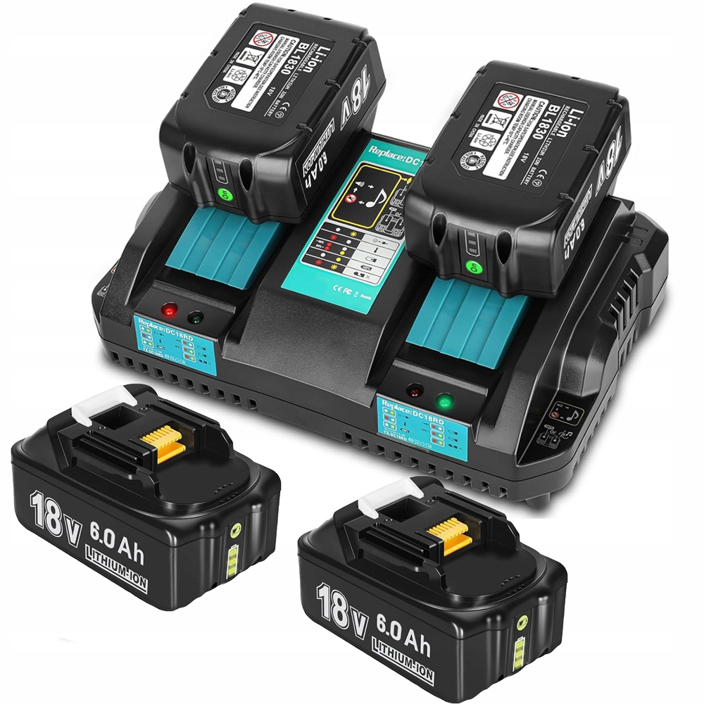 2x náhradní baterie pro Mtakita 18V 6Ah BL1860 BL1860B BL1850B BL1850