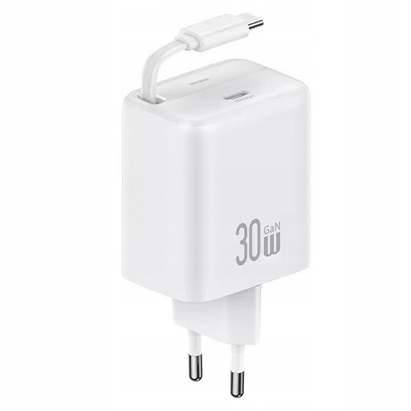 Usams Síťové nabíjení 1xUSB-C s navíjecím kabelem Usb-c Retractable Pd+qc 30W Gan