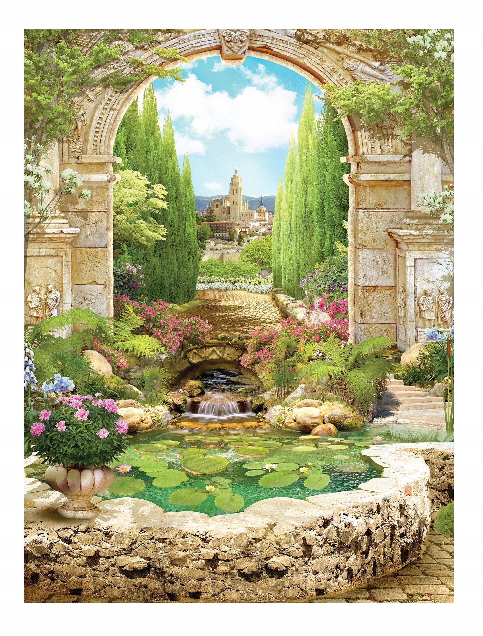 Fototapeta Řecká Ulička 3D Do Kuchyně Na Flizelině Stěna 184x254