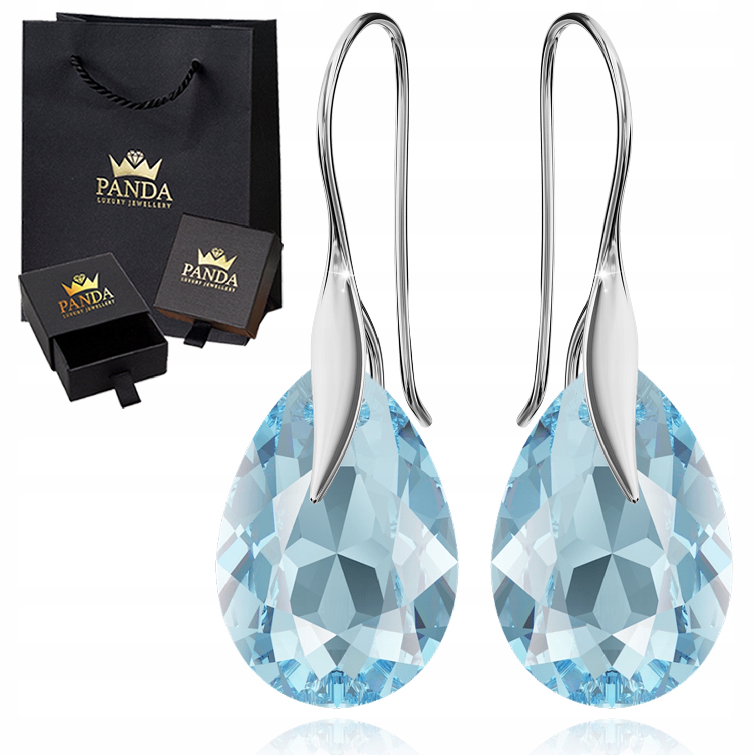 Stříbrné Náušnice pro ženy Kapky Krystaly Dárek 925 Valentýn Svatba