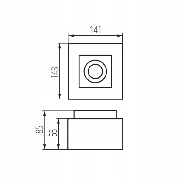 LAMPA SUFITOWA PLAFON LED NATYNKOWY OPRAWA Długość/wysokość 8.5 cm