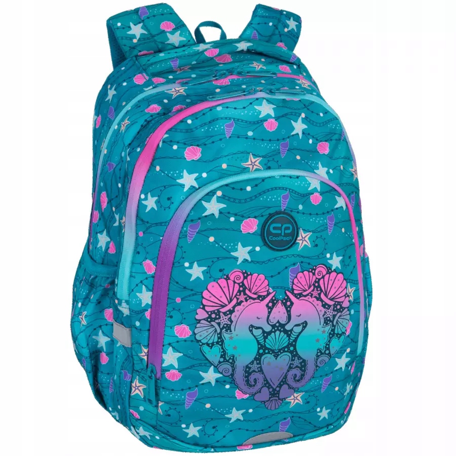 Plecak szkolny wielokomorowy CoolPack różowy, wielokolorowy, zielony