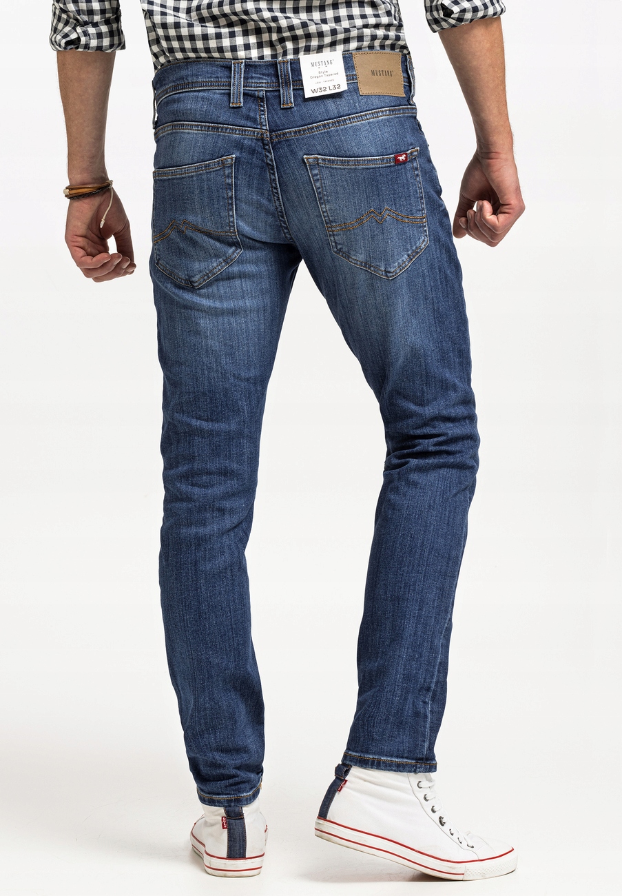 MUSTANG OREGON TAPERED MĘSKIE SPODNIE JEANSOWE DŻINSOWE ZWĘŻANE W33 L30 Kolor niebieski