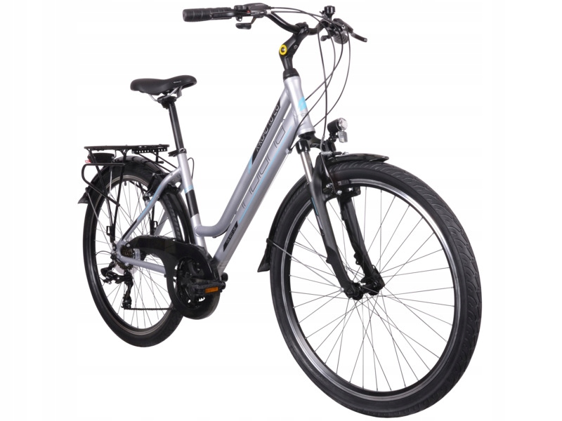 Rower trekkingowy Indiana X-Road 1.0 21 biegów 26 cali damski Srebrny