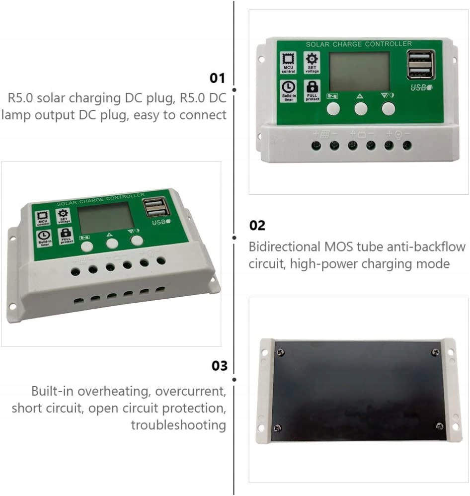 Kontroler adowania solarnego 12 V/24 V automatyc Marka inny