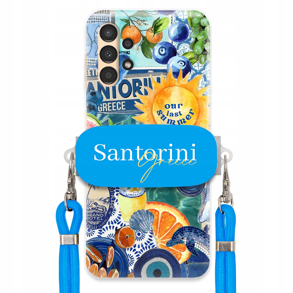 Puzdro pre Samsung A04S Modré Crossbody vodítko držiak Santorini Sea Vibes