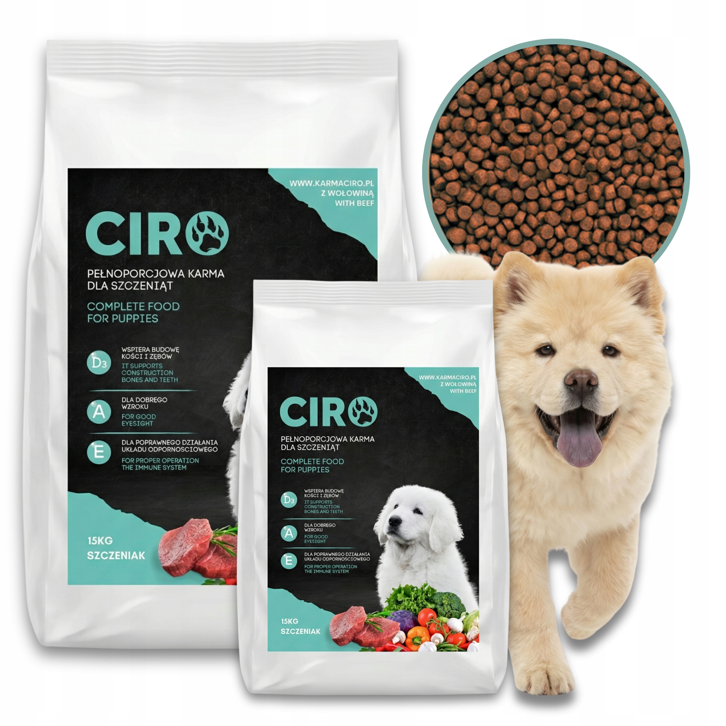 Levně Krmivo Suché Pro Psa Hovězí Křupky Štěňata Všechna Plemena Ciro 5 Kg