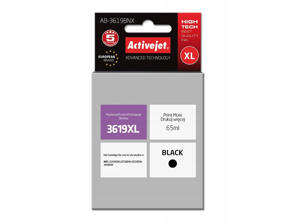 

Tusz ActiveJet do Brother LC3619Bk 65ml Czarny XL