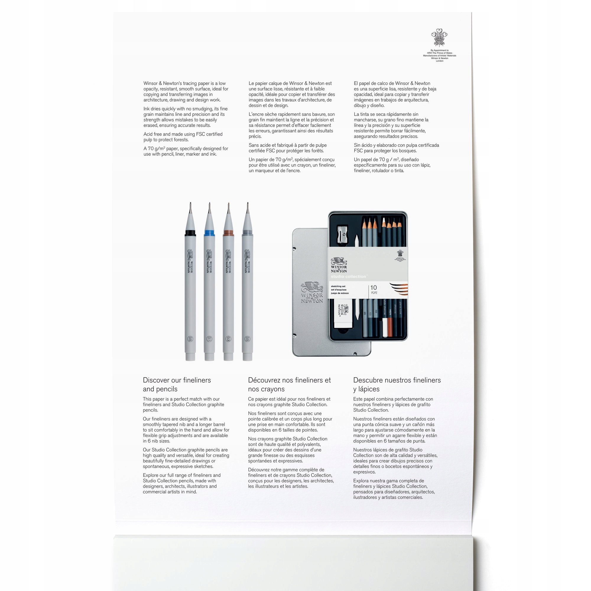 Kalka kreślarska w bloku A4 - Winsor & Newton - 70g, 40 ark. Marka Winsor & Newton